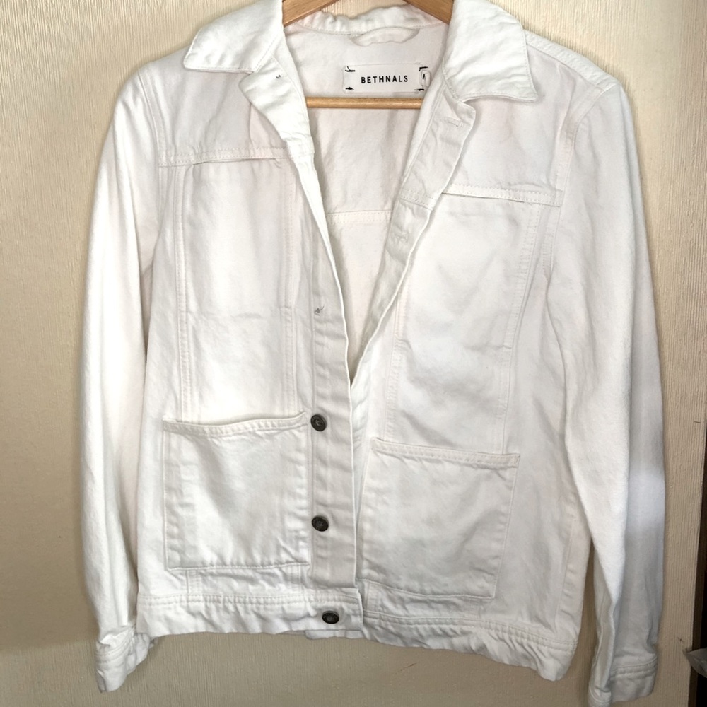 BETHNALS 90s over size style Jean Jacket classic white